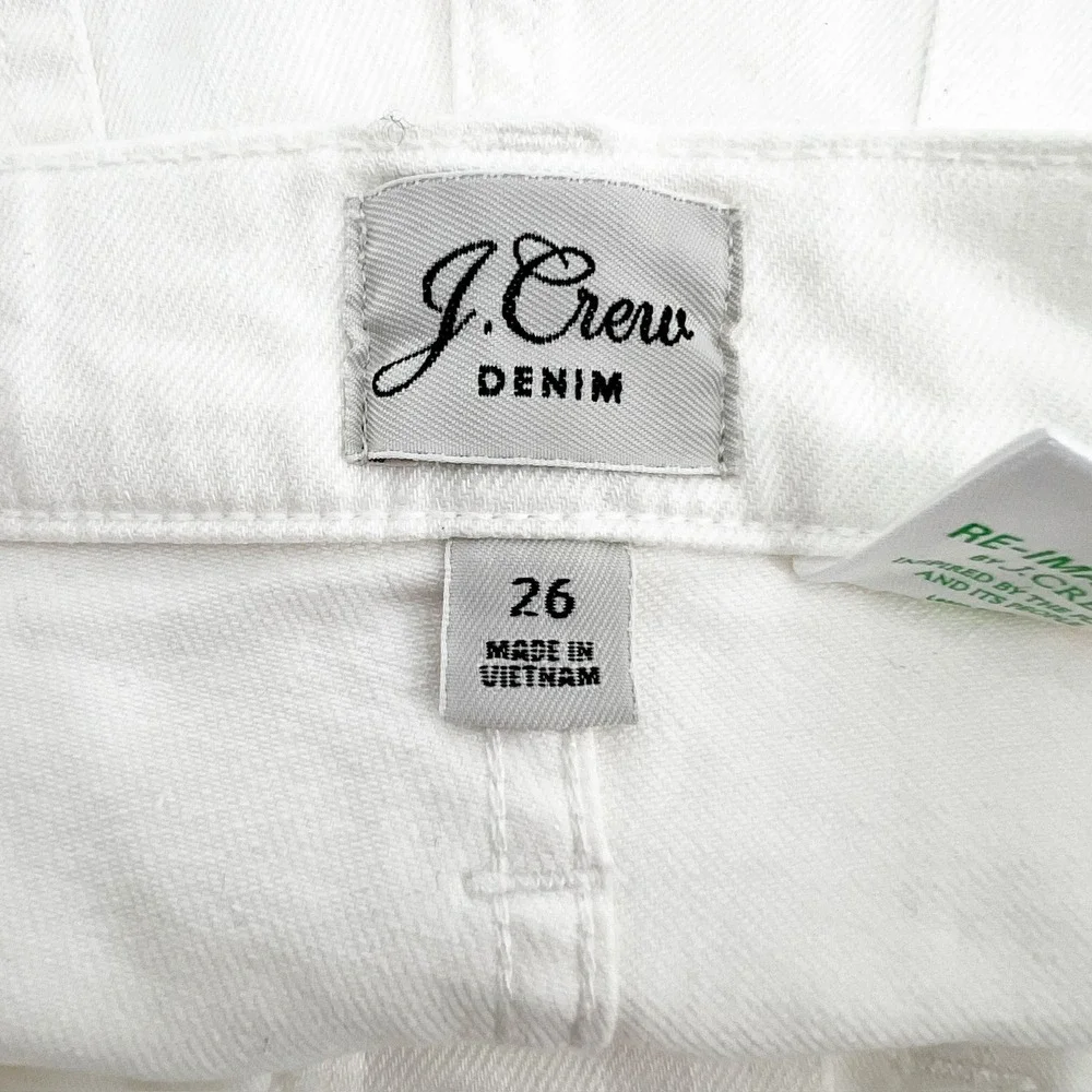J. Crew Denim High Rise‎ Button Fly Cuffed Denim Shorts Size 26 White